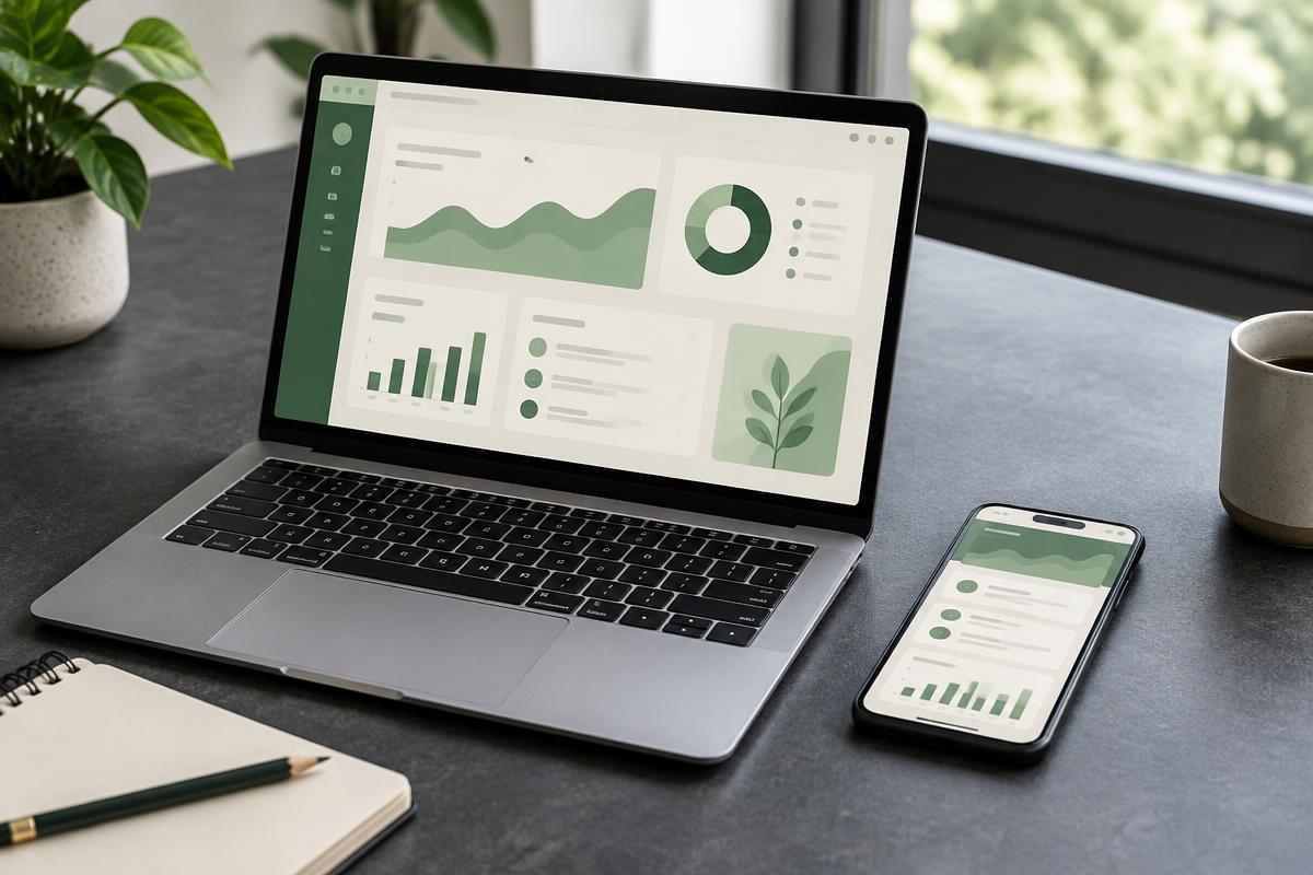 Digital product on laptop and phone